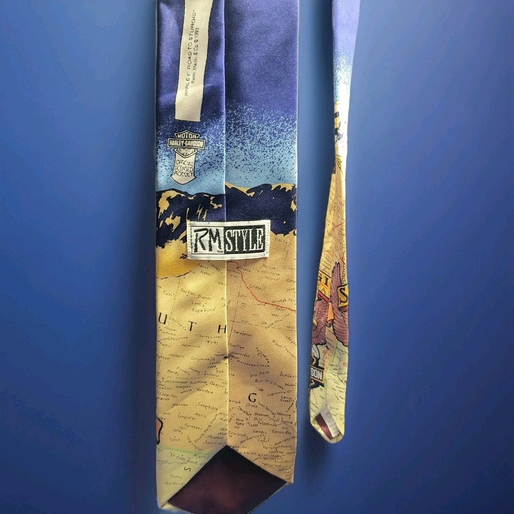 Harley-Davidson Road to Sturgis RM Style Ralph Marlin 100% Silk Tie 1993 Vintage - Picture 3 of 7